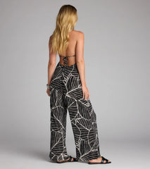 Tropic Like It's Hot Wide Leg Cowl Neck Jumpsuit