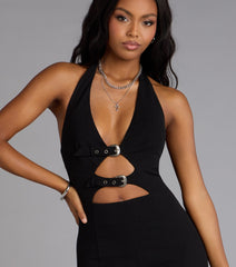 Double Dare Belted Cutout Flared-Leg Jumpsuit