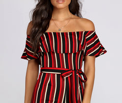 Tie Waist Striped Jumpsuit