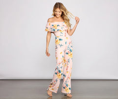 Tropical Escape Off-The-Shoulder Jumpsuit