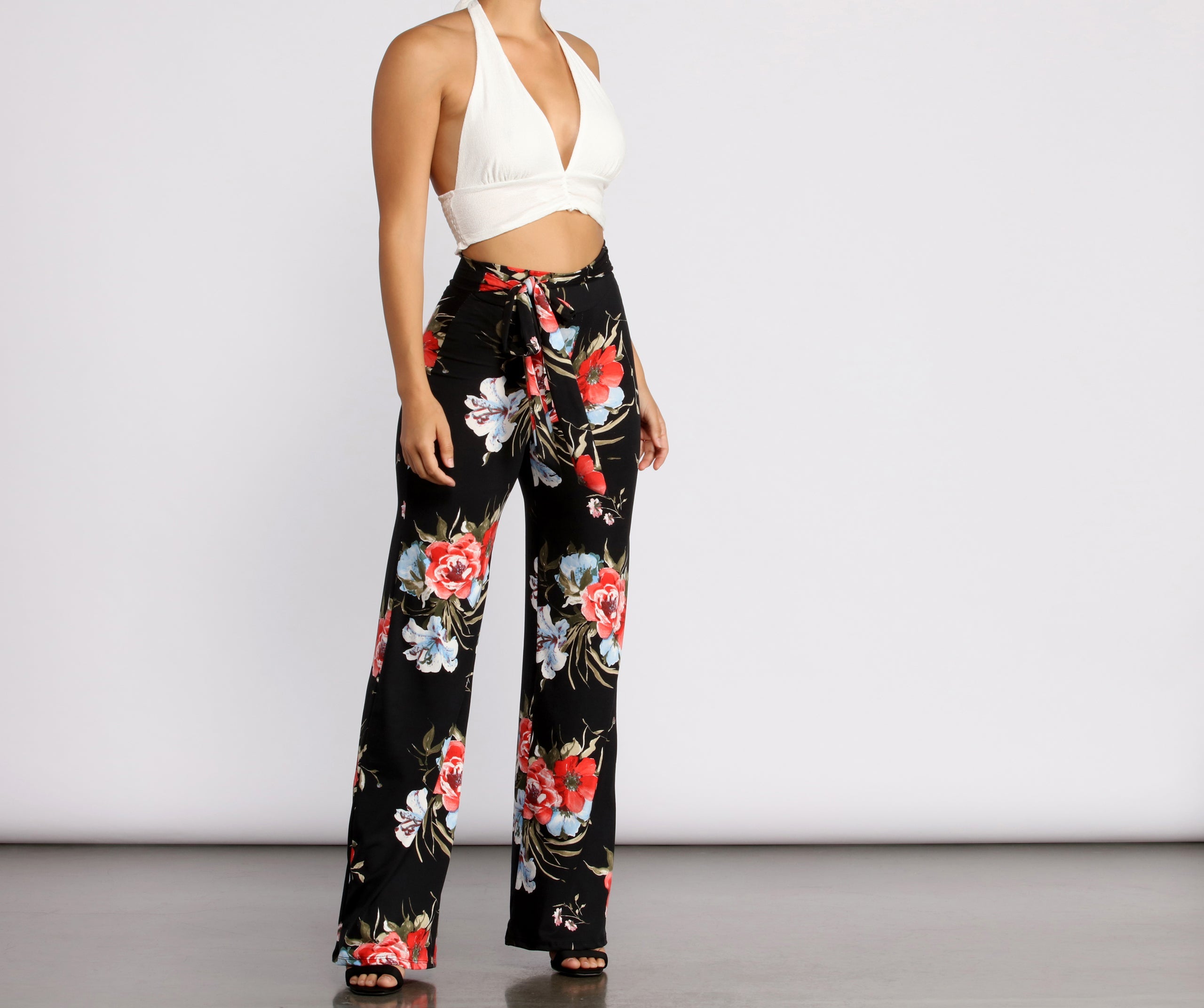 Just Enough Floral High Waist Pants