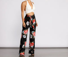 Just Enough Floral High Waist Pants