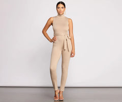 Sleek and Stylish Tie Waist Catsuit
