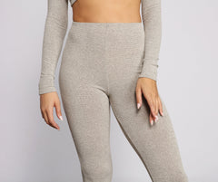 Trendy High Waist Ribbed Knit Leggings