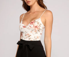 Pop Of Floral Tie-Front Catsuit