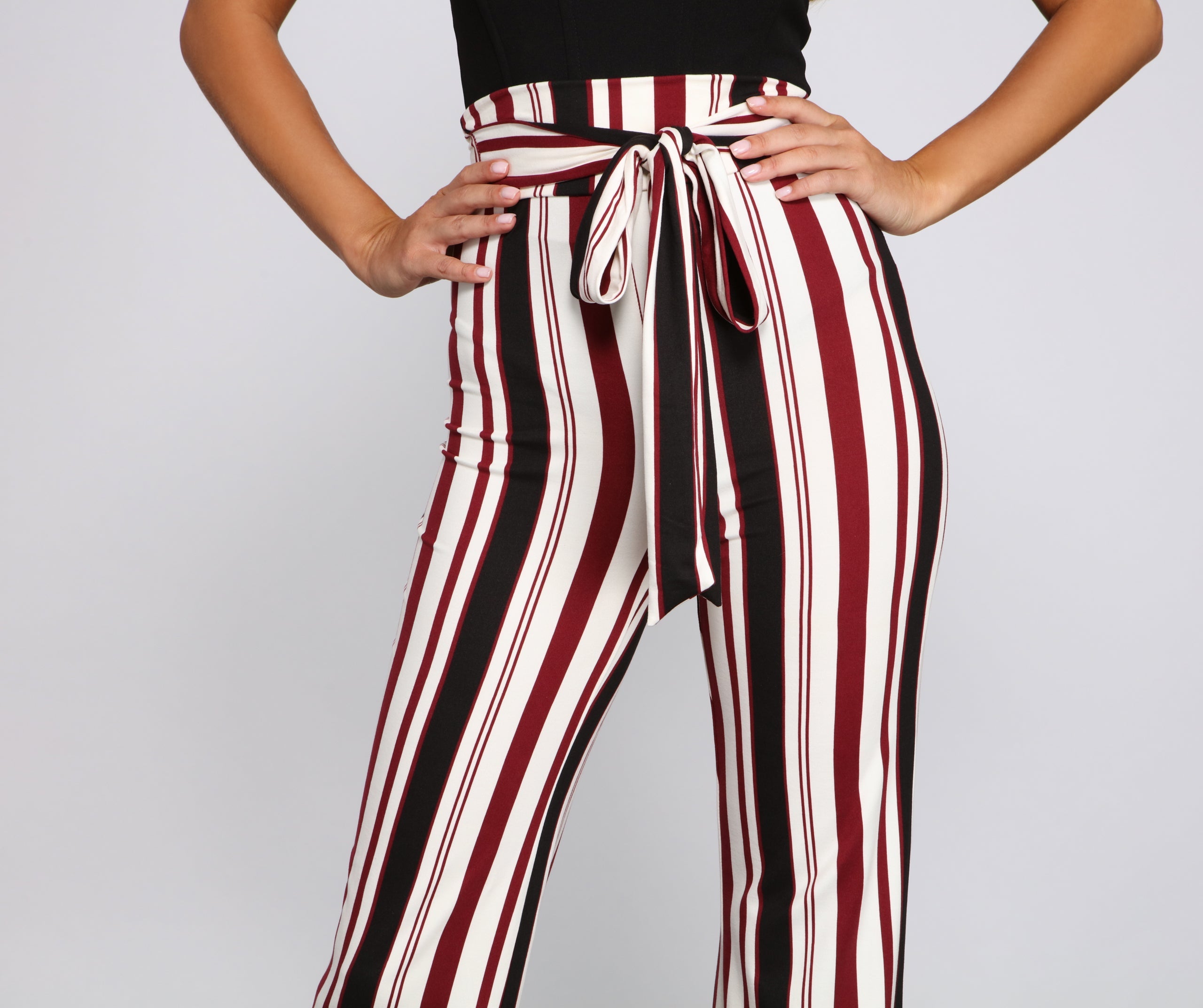 Striped And Stylish Tie-Waist Pants
