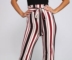 Striped And Stylish Tie-Waist Pants