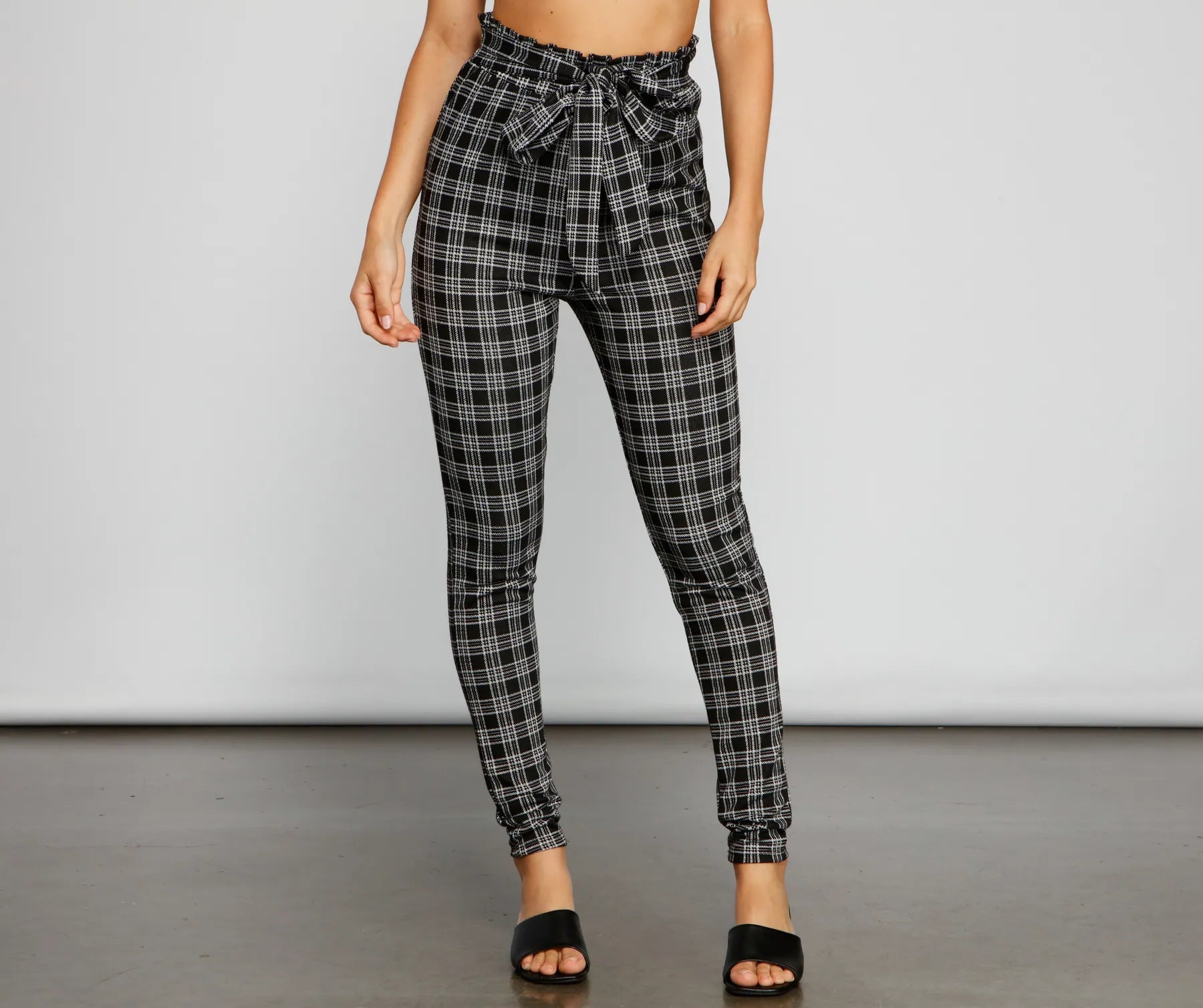 Major Style Plaid Paperbag Pants