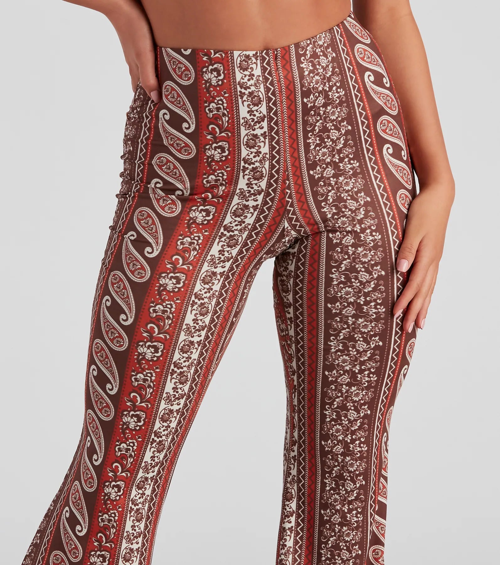 Cool Vibes Border Print Flare Pants