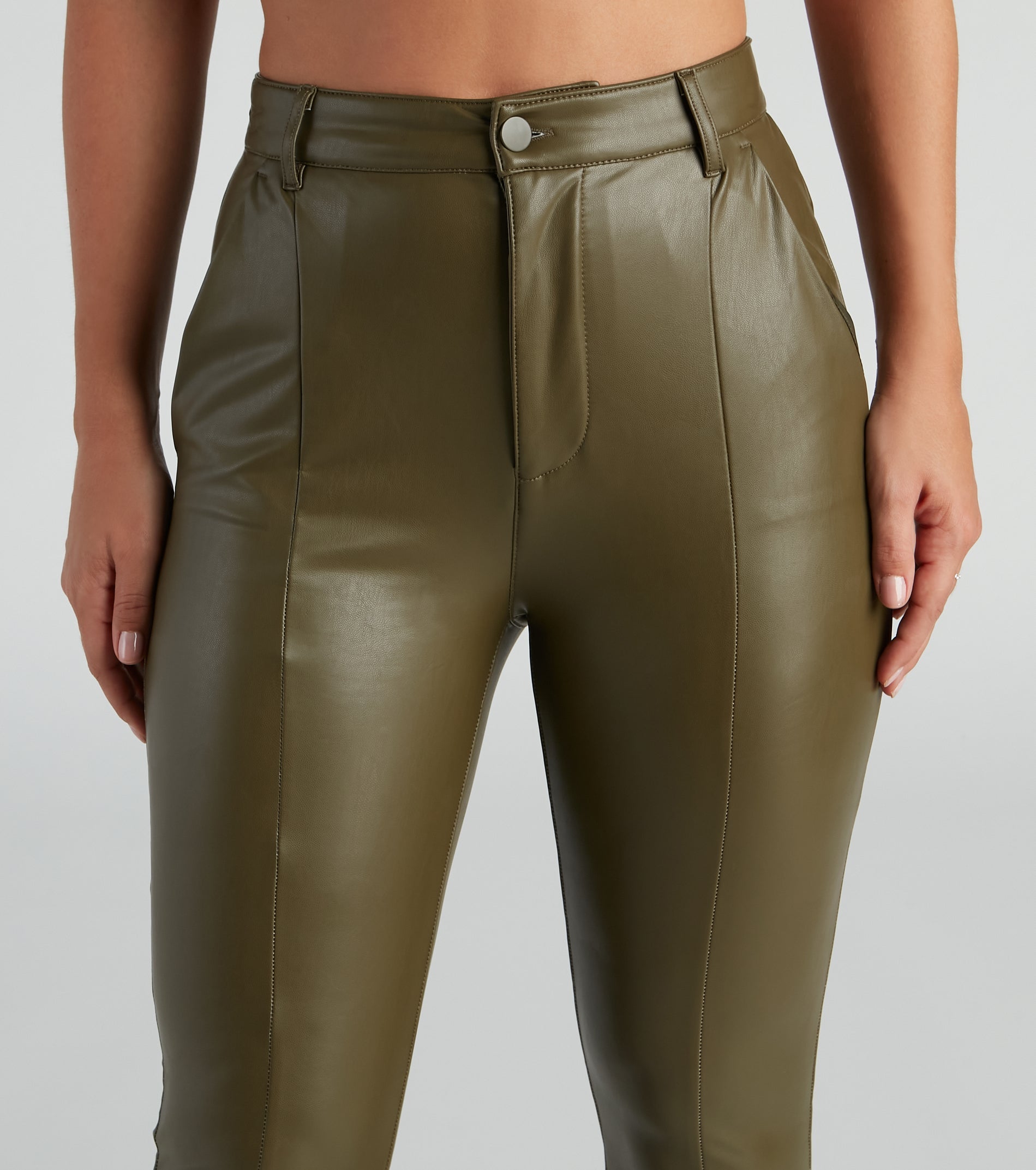 Edgy At Heart PU Front Slit Pants