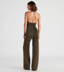 Miss Sparkle Halter Knit Jumpsuit