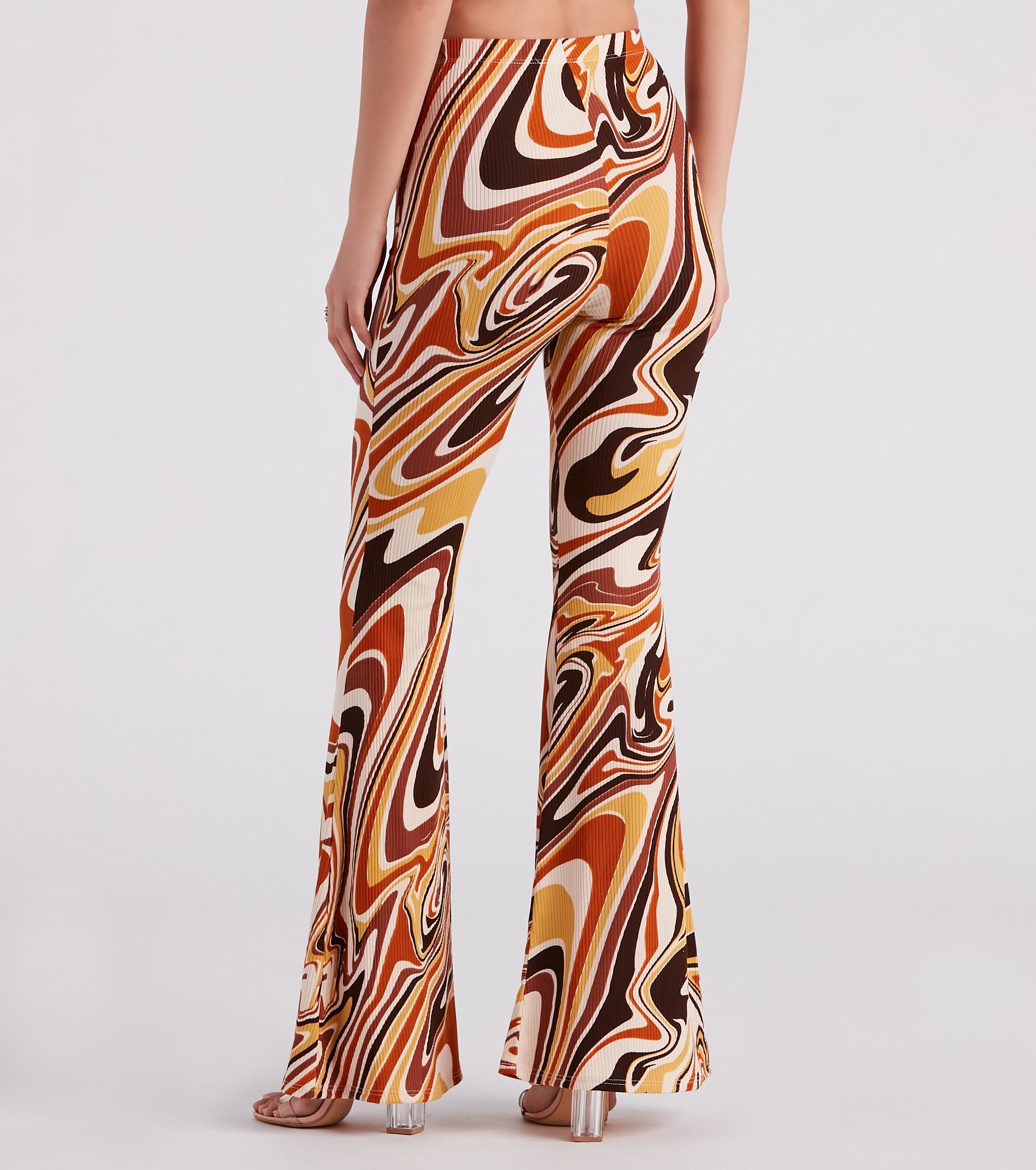 Totally Retro Swirl Print Flare Pants