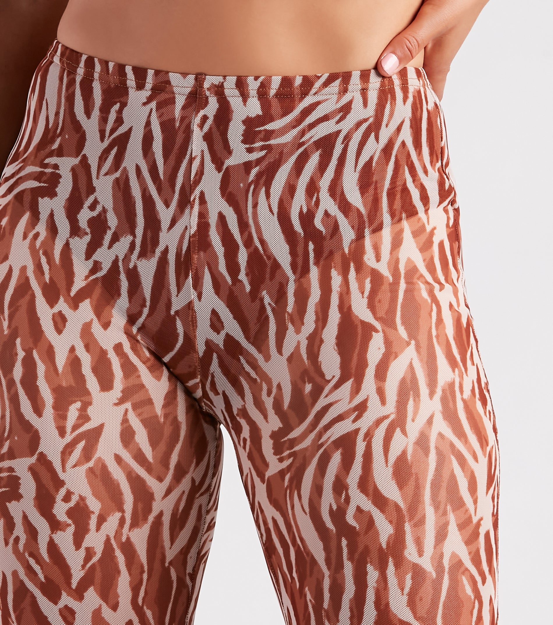Quick Instinct Zebra Print Mesh Flare Pants