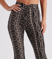Boho Wanderer Cross High Waist Flare Pants