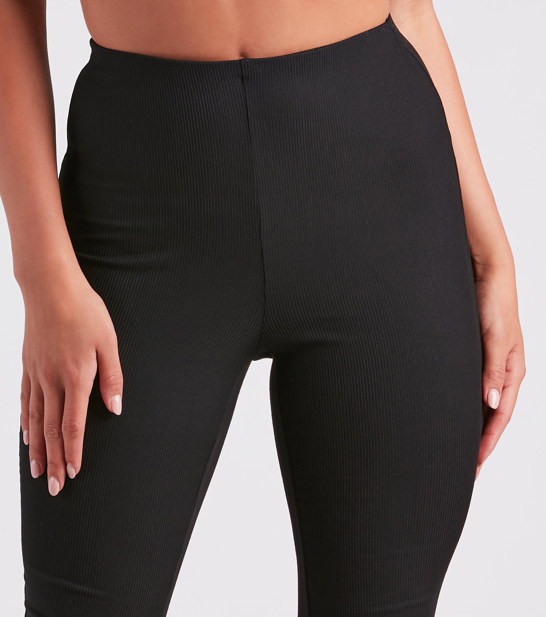 Trendy Babe Ribbed Knit Flare Pants