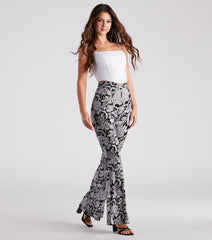 Boho Gal Paisley Cross Waist Flare Pants