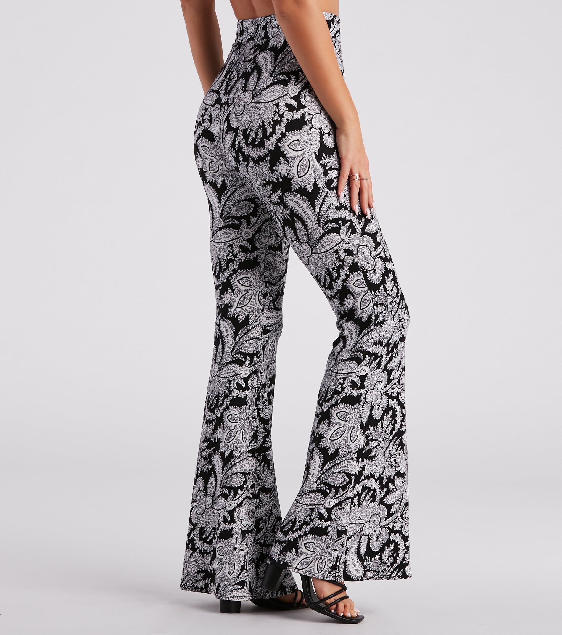 Boho Gal Paisley Cross Waist Flare Pants