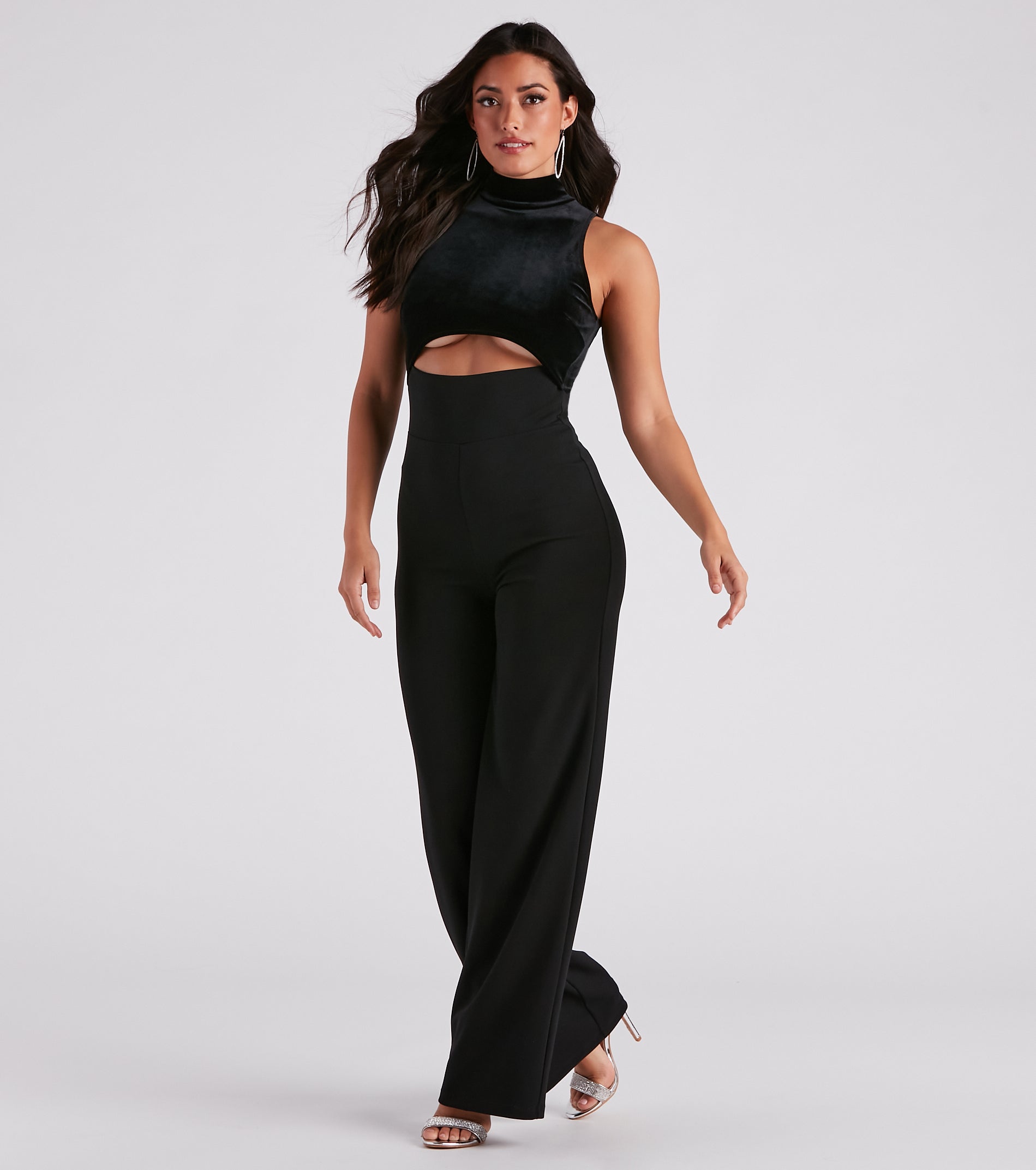 Chic Diva Velvet Cutout Jumpsuit