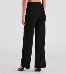 Sleek In Crepe Button Wide-Leg Pants