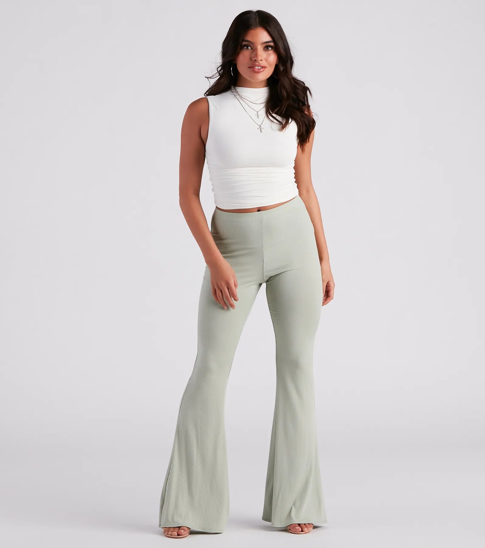 On A Flare High-Rise Knit Pants