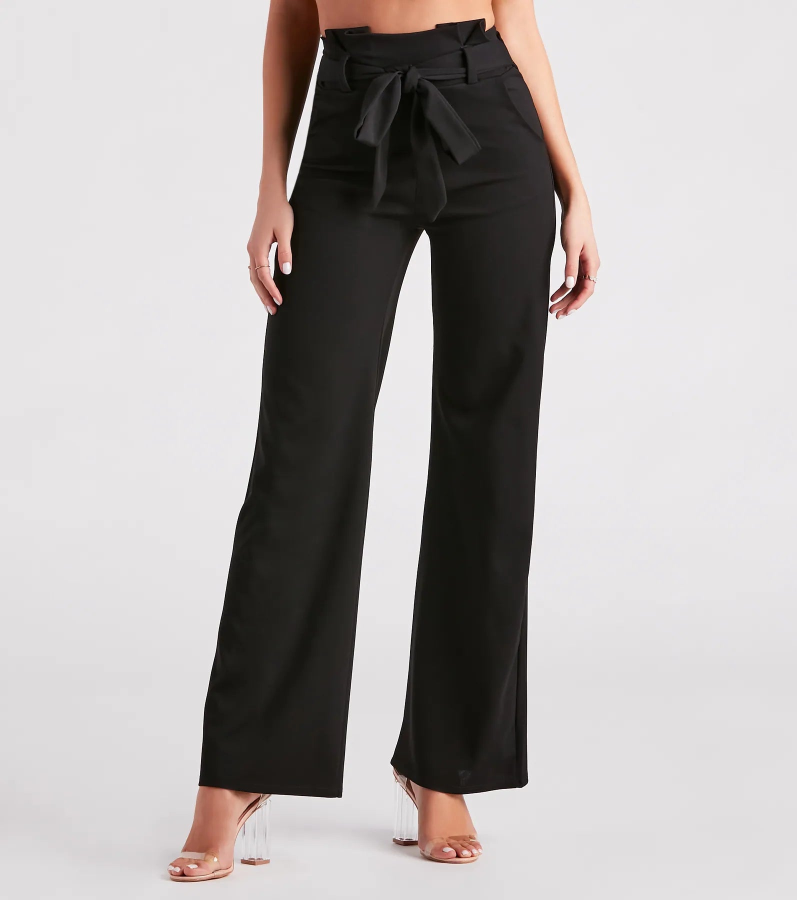 Workwear Chic Paperbag Wide-Leg Pants