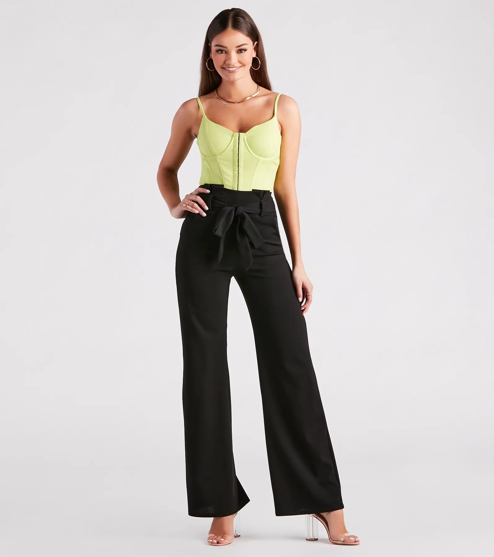 Workwear Chic Paperbag Wide-Leg Pants