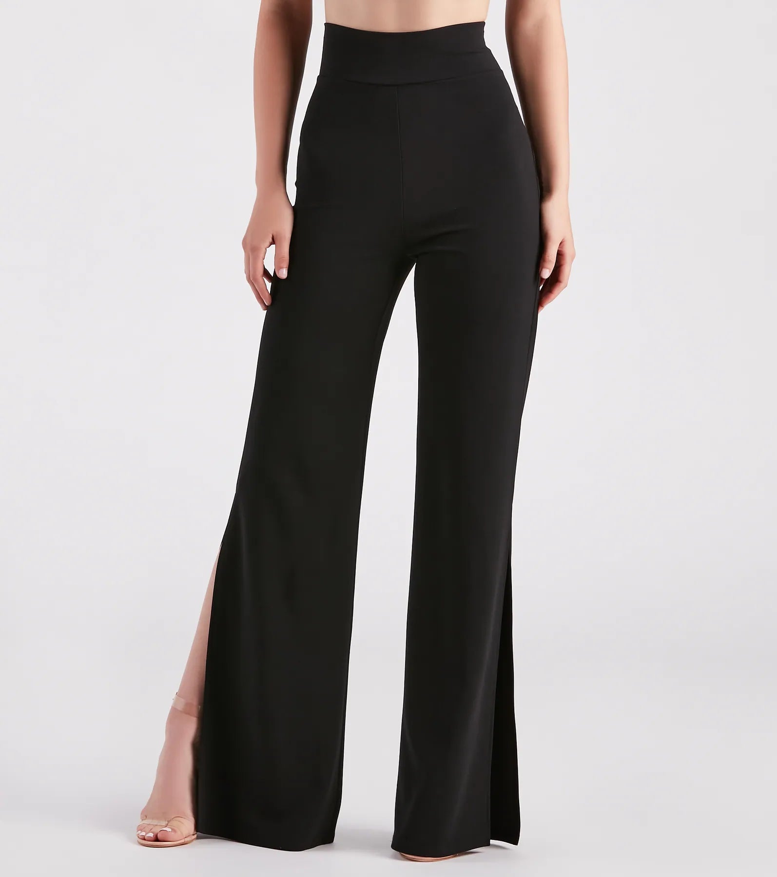 Slit Decision Crepe High-Rise Pants