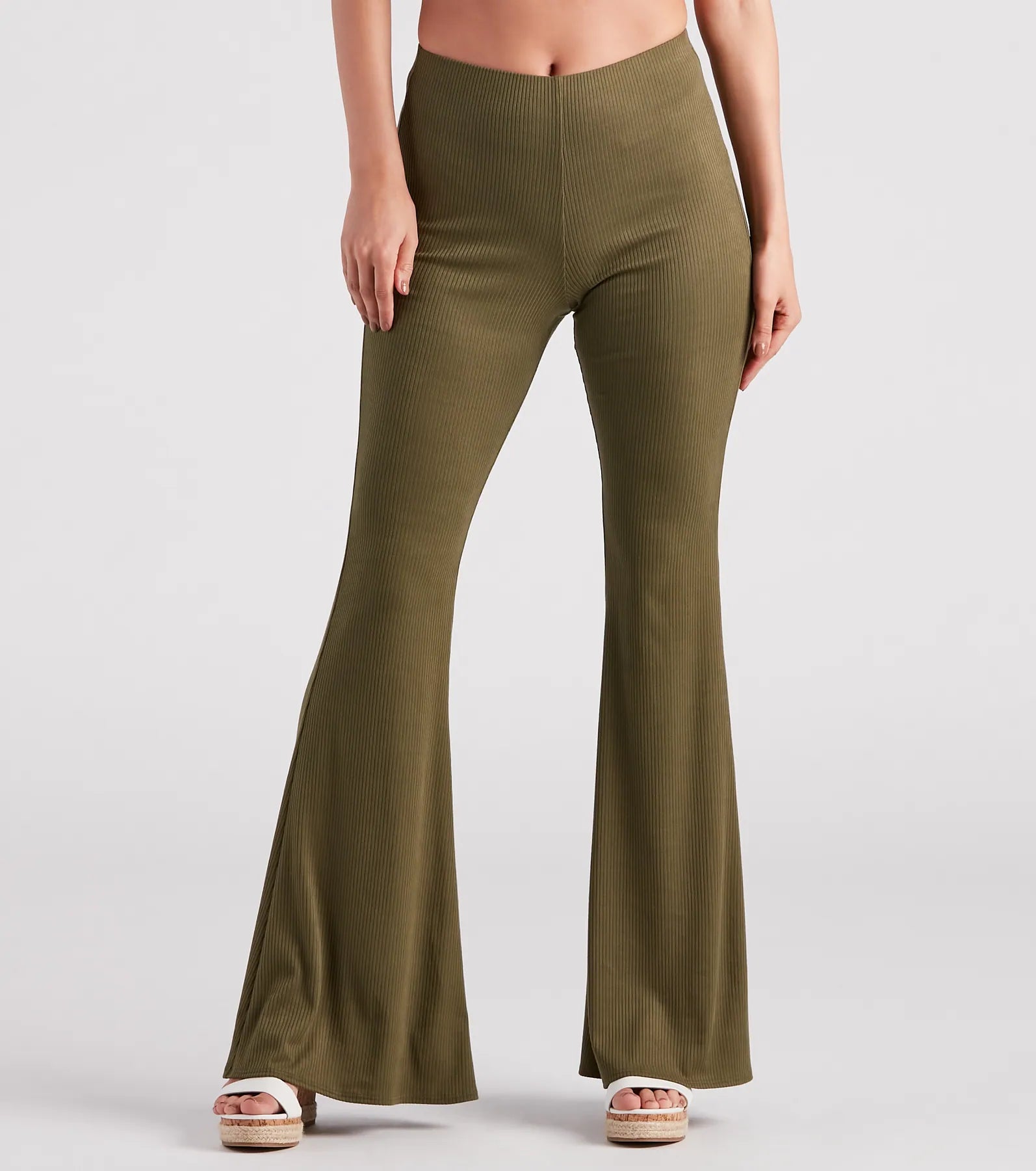 On A Flare High-Rise Knit Pants