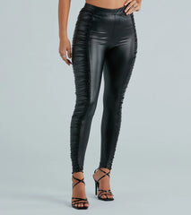 Major Strut Ruched Faux Leather Leggings