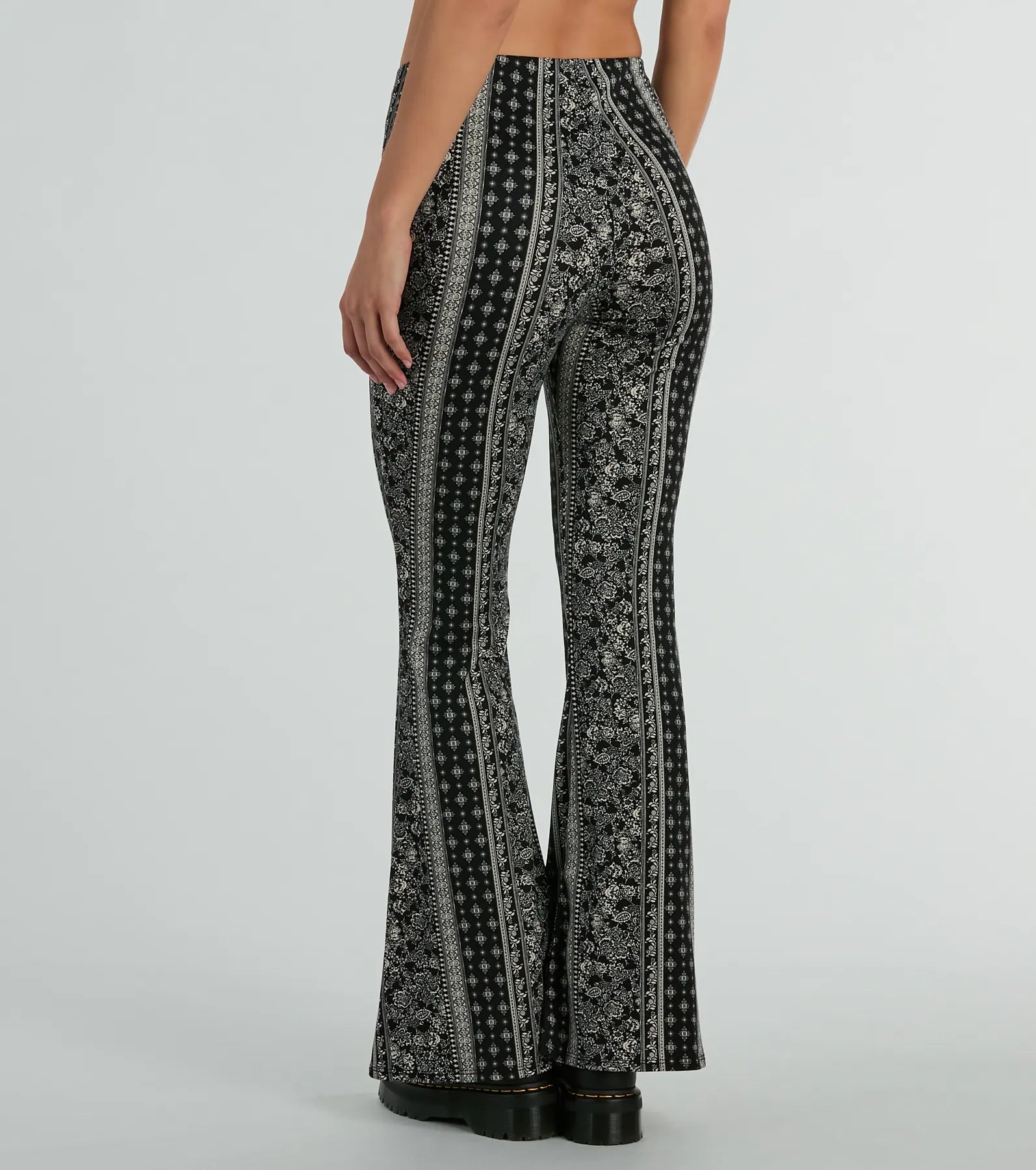 To The Sky Boho V-Waist Tie Flare Pants