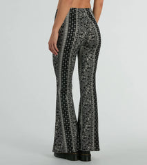 To The Sky Boho V-Waist Tie Flare Pants
