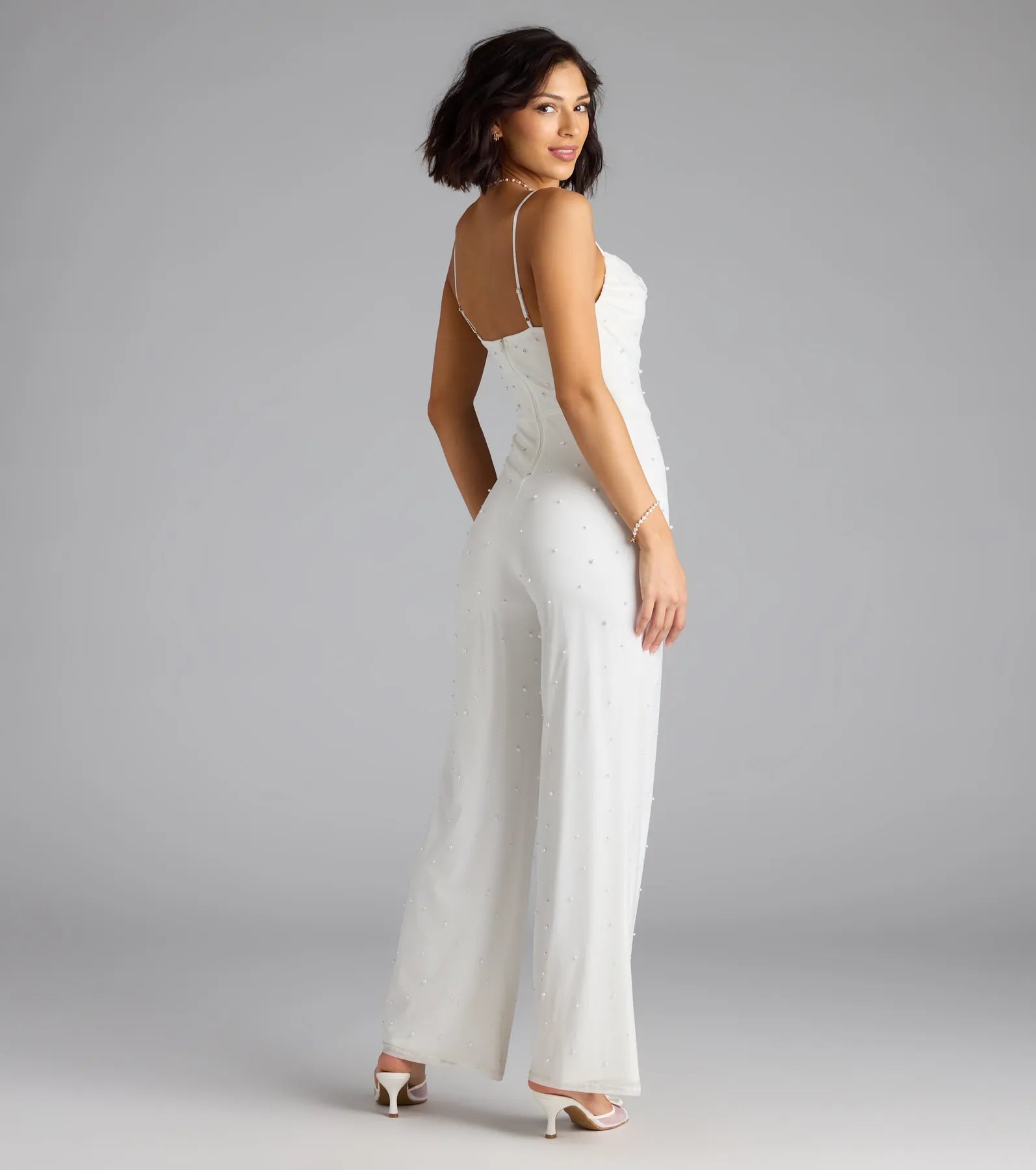Elevate Your Vibe Wide-Leg Faux Pearl Jumpsuit