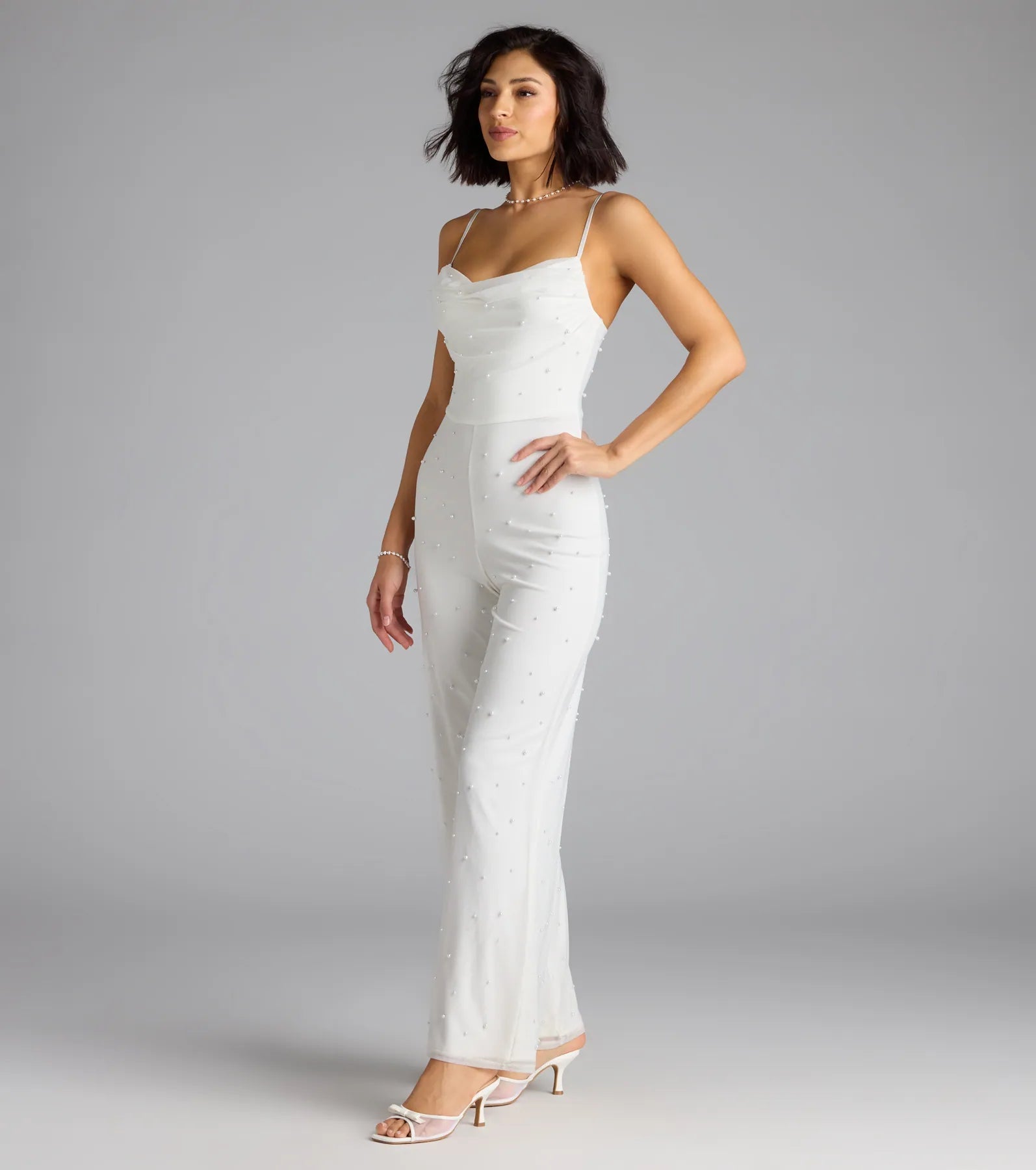 Elevate Your Vibe Wide-Leg Faux Pearl Jumpsuit