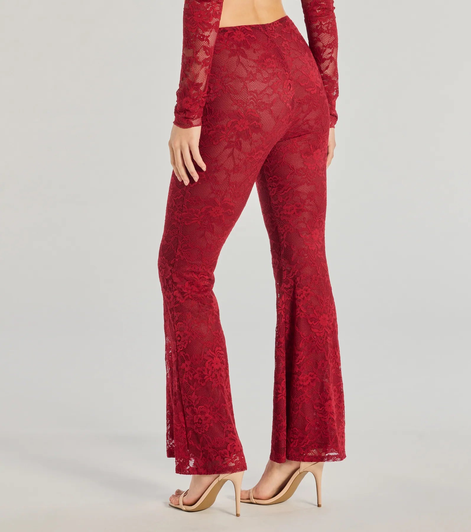 Delicate Flair Floral Lace Flared Pants