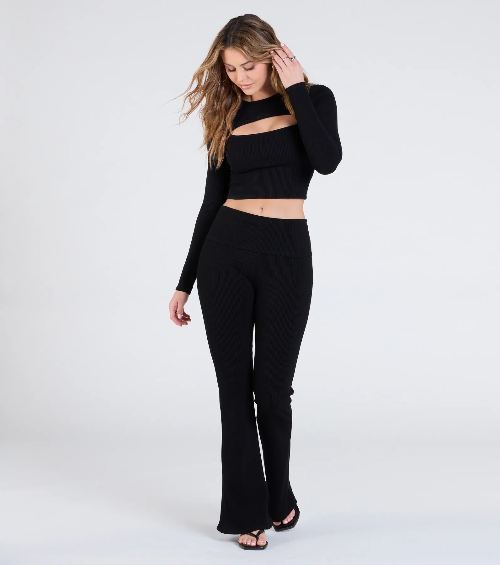 At Your Leisure Mid-Rise Flare Pants