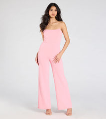 Sultry Babe Strapless Corset Wide-Leg Jumpsuit