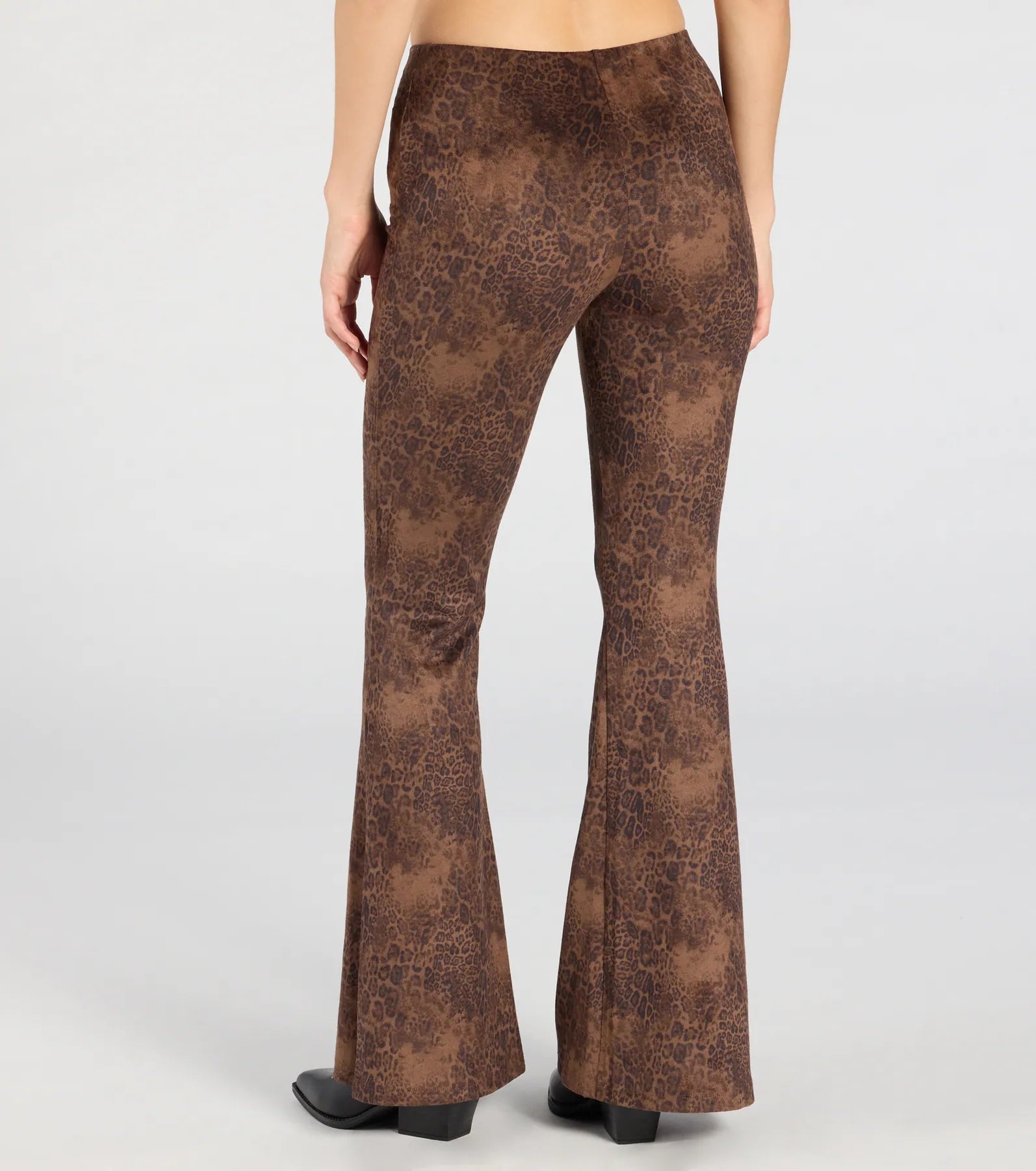 Sassy Trend Leopard Faux Suede Flare Pants