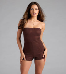 Center Of Attention Strapless Rhinestone Romper