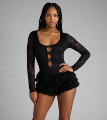 Want Me Back Lace Long Sleeve Romper