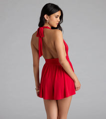 Bold Babe Halter Plunge Neck Romper