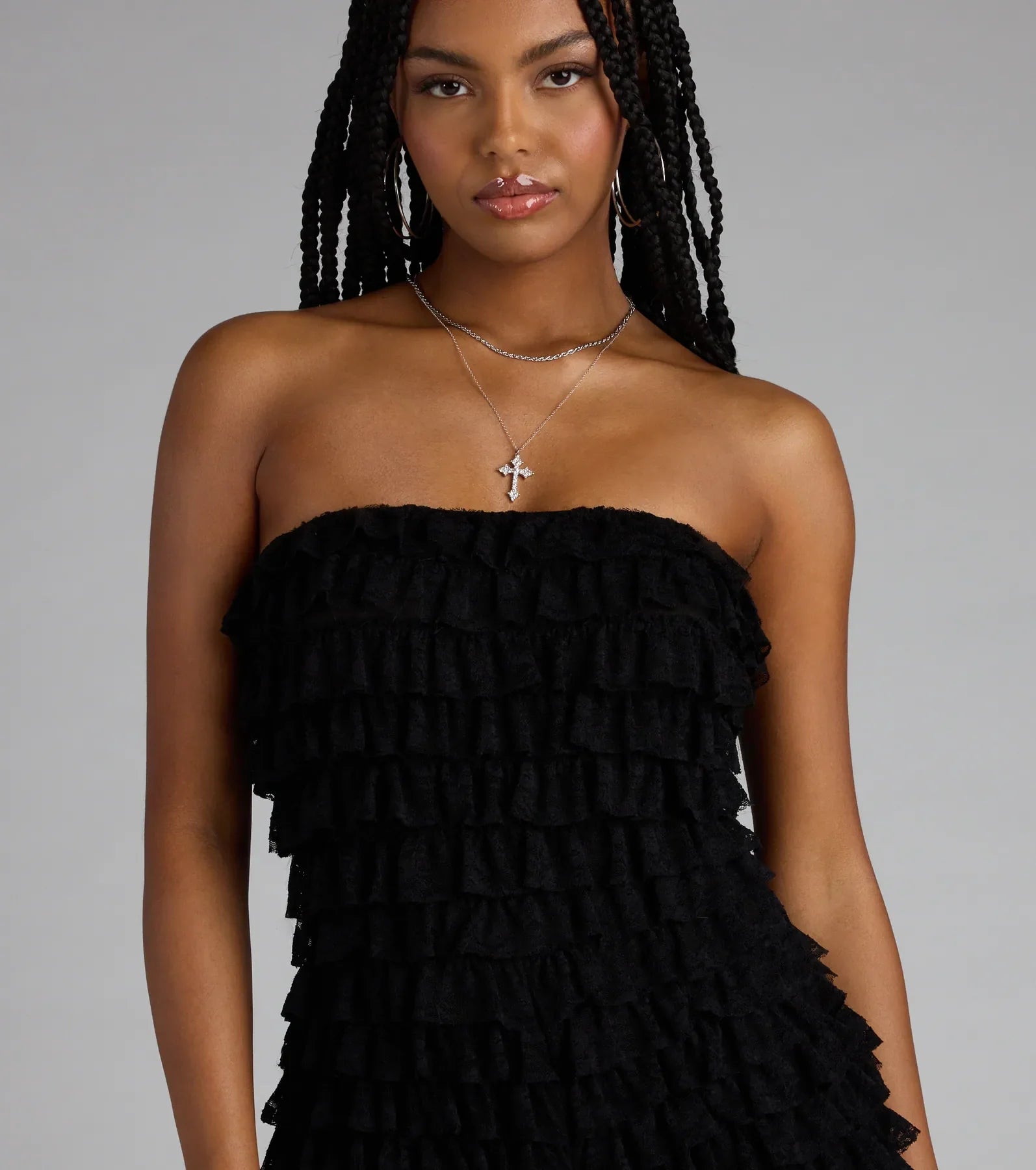 For The Frill Of It Lace-Up Ruffled Romper