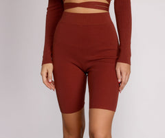 Keeping Knit Casual Biker Shorts