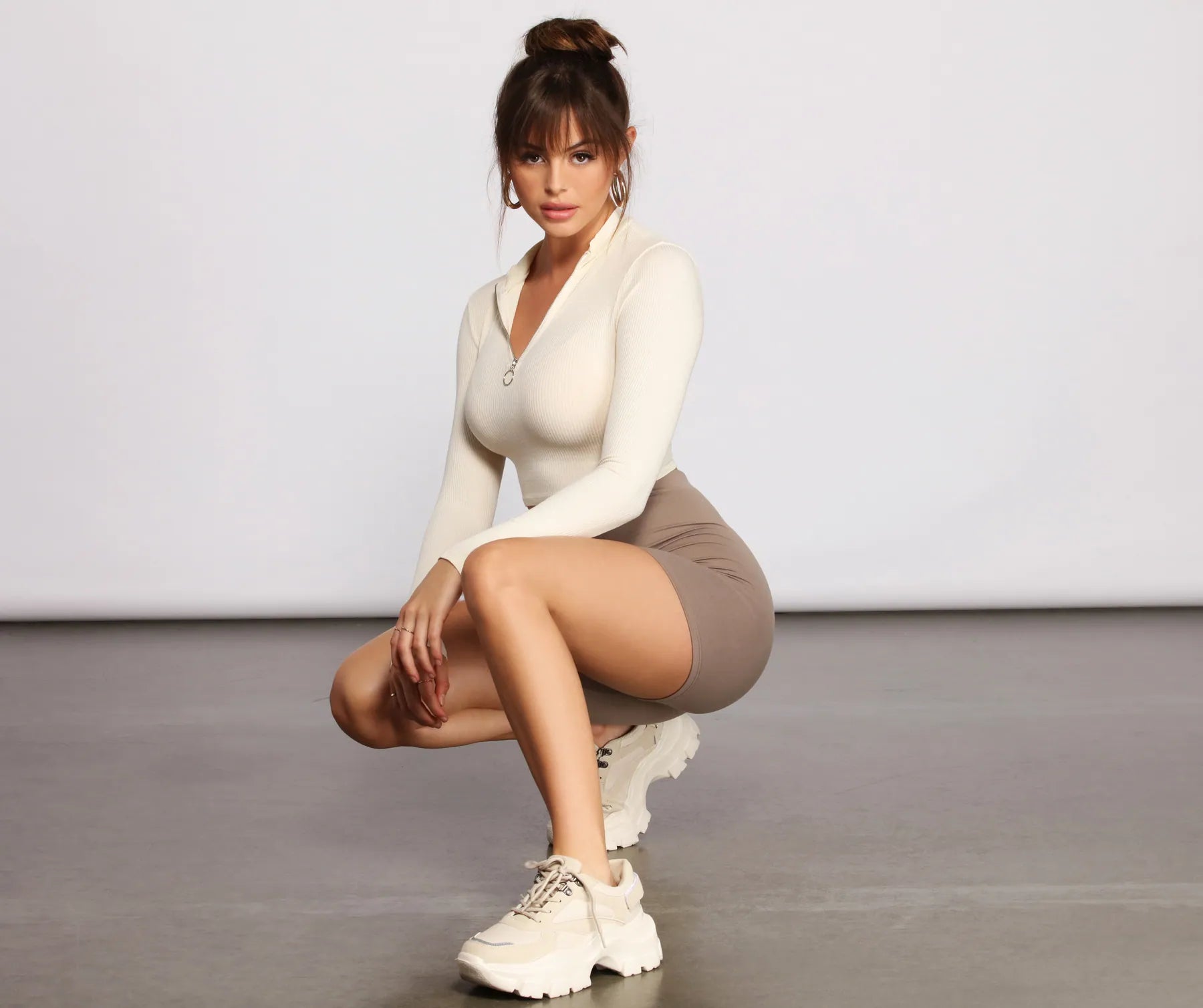 Brushed Knit Biker Shorts