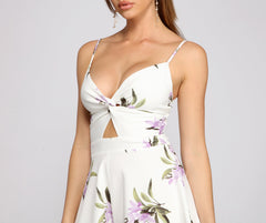Flirty Floral Twist-Front Romper