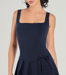 Flirty Girlie Bow Pleated Skirt Romper