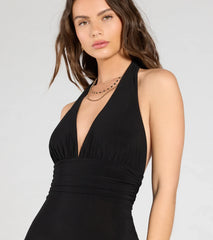 Dinner And Drinks Halter Ruffle Romper