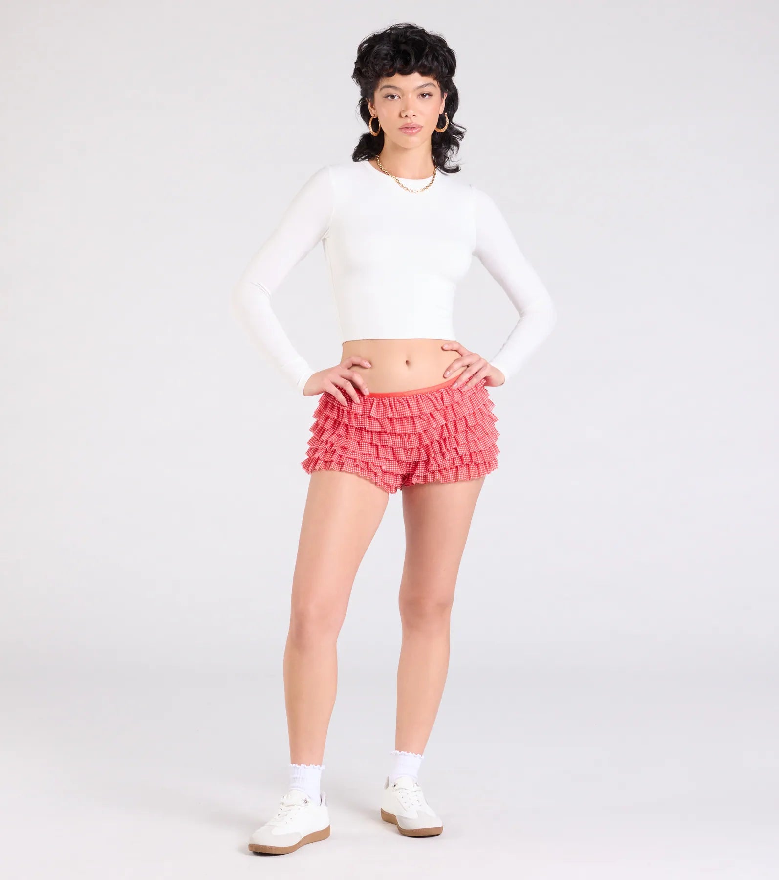 Chic Statement Gingham Ruffle Hot Shorts