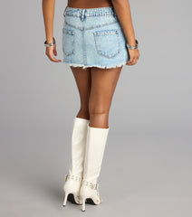 Star Studded Rhinestone Denim Skort