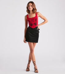 Lauren Double Buckle Denim Skirt by Windsor Denim