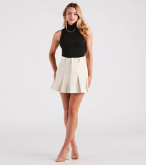 If You Pleats Denim Mini Skirt